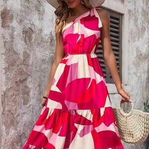 New PRETTYGARDEN Women's Summer Floral One Shoulder Maxi Dress